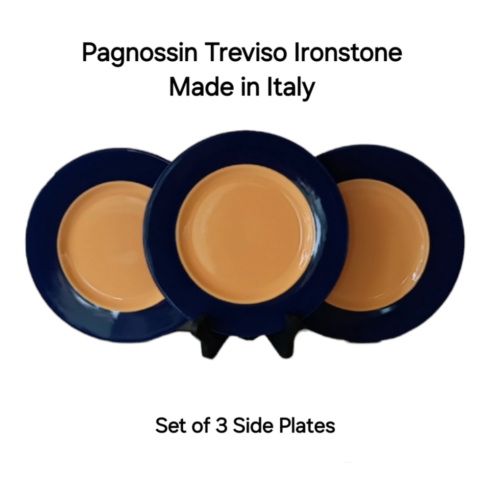 Pagnossin Treviso Ironstone Blue Orange Plates